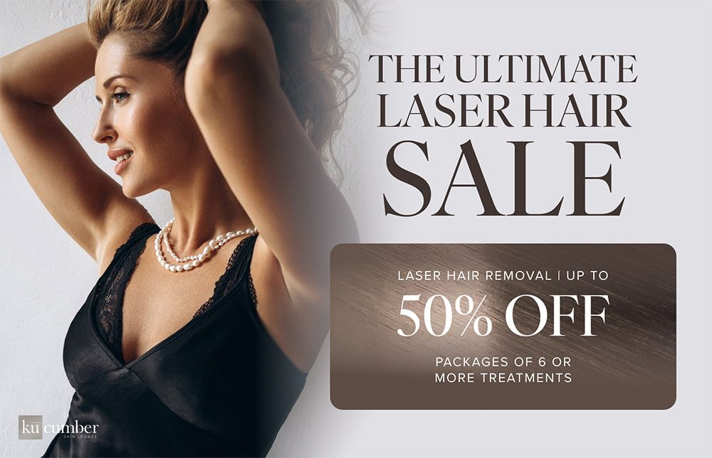 Laser hair removal sale, up to 50% off.