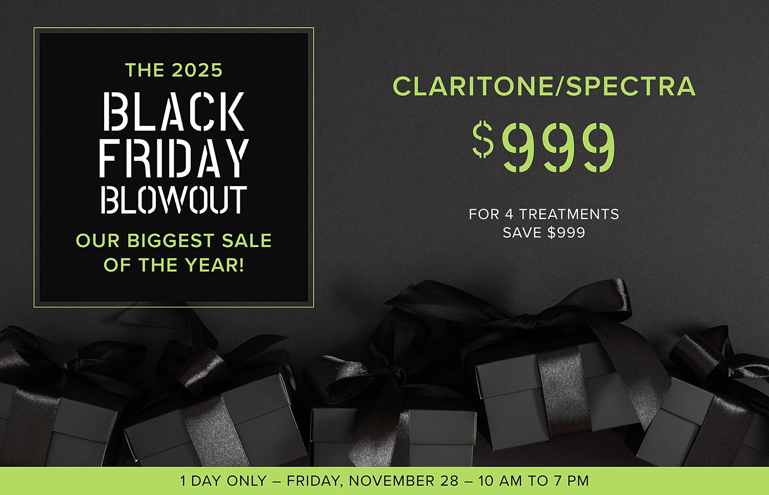 Black Friday sale for Claritone/Spectra treatments