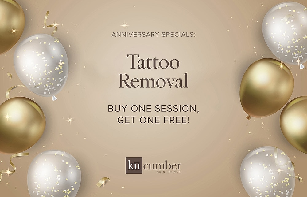 Tattoo removal anniversary special promotion graphic