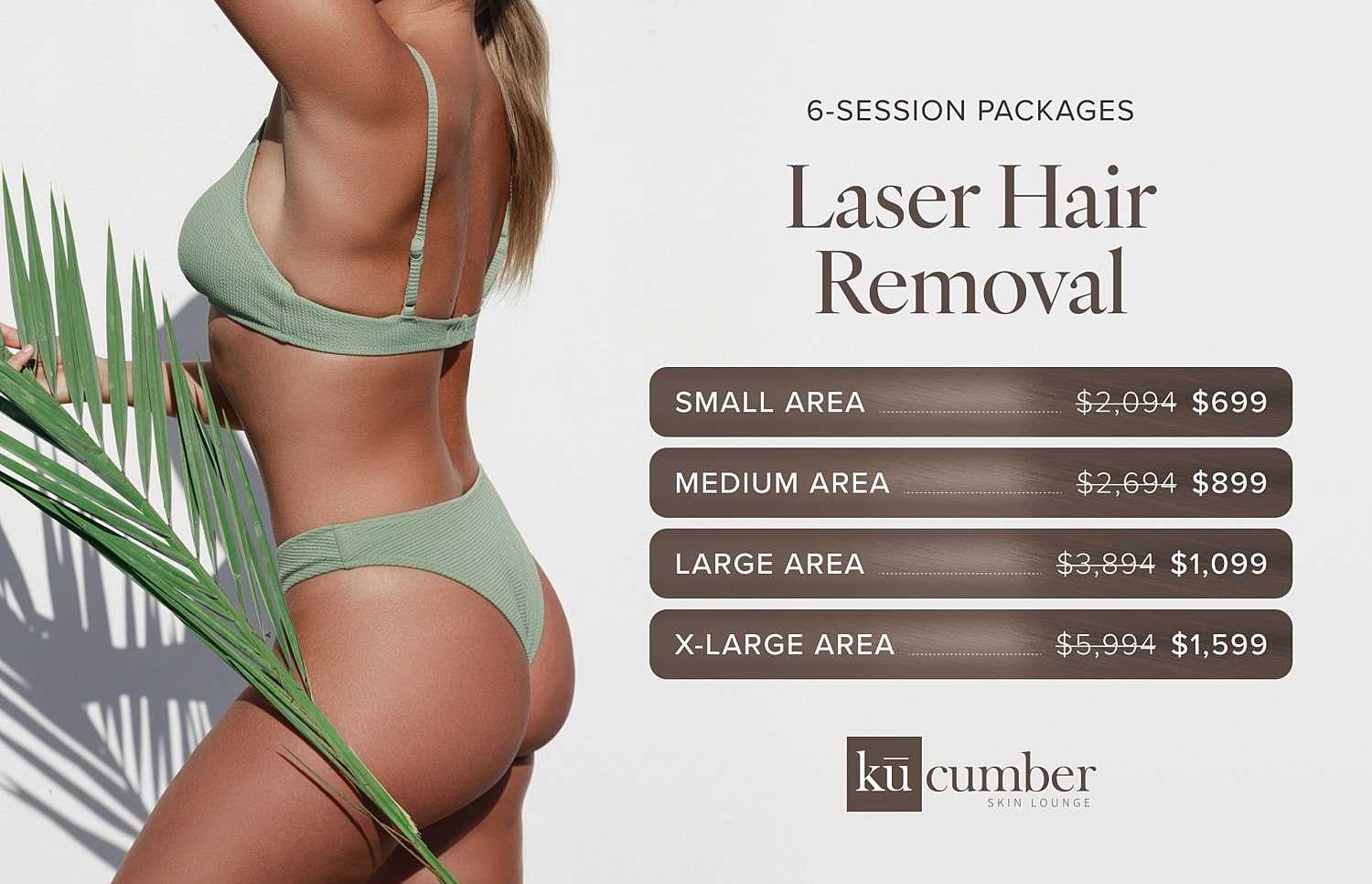 Laser hair removal package pricing and information.