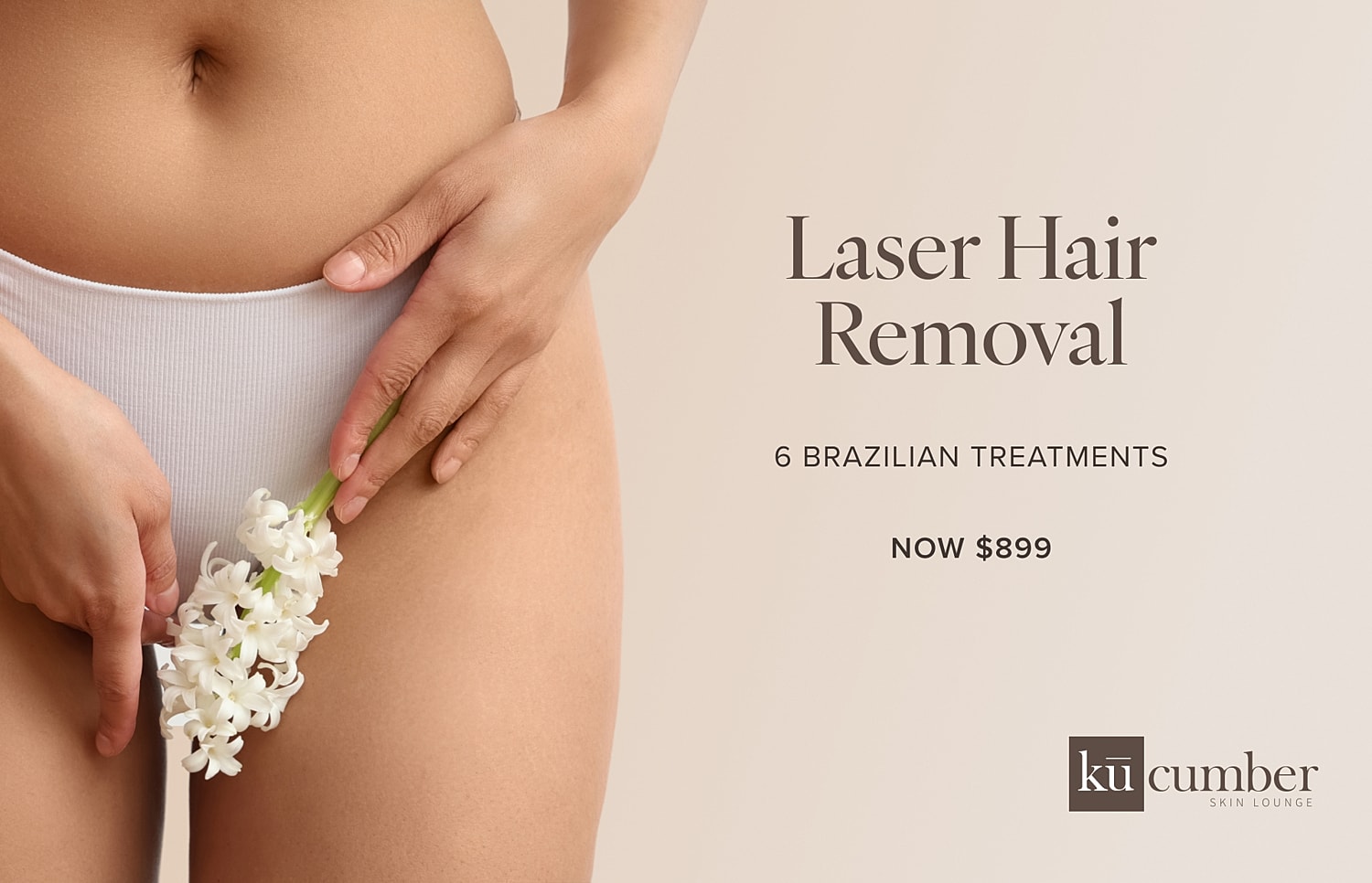 Laser hair removal with white flowers and pricing.