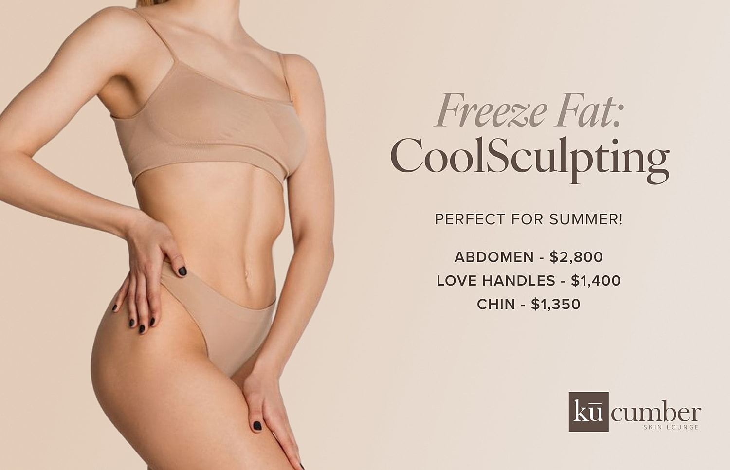 CoolSculpting promotional image with pricing details.