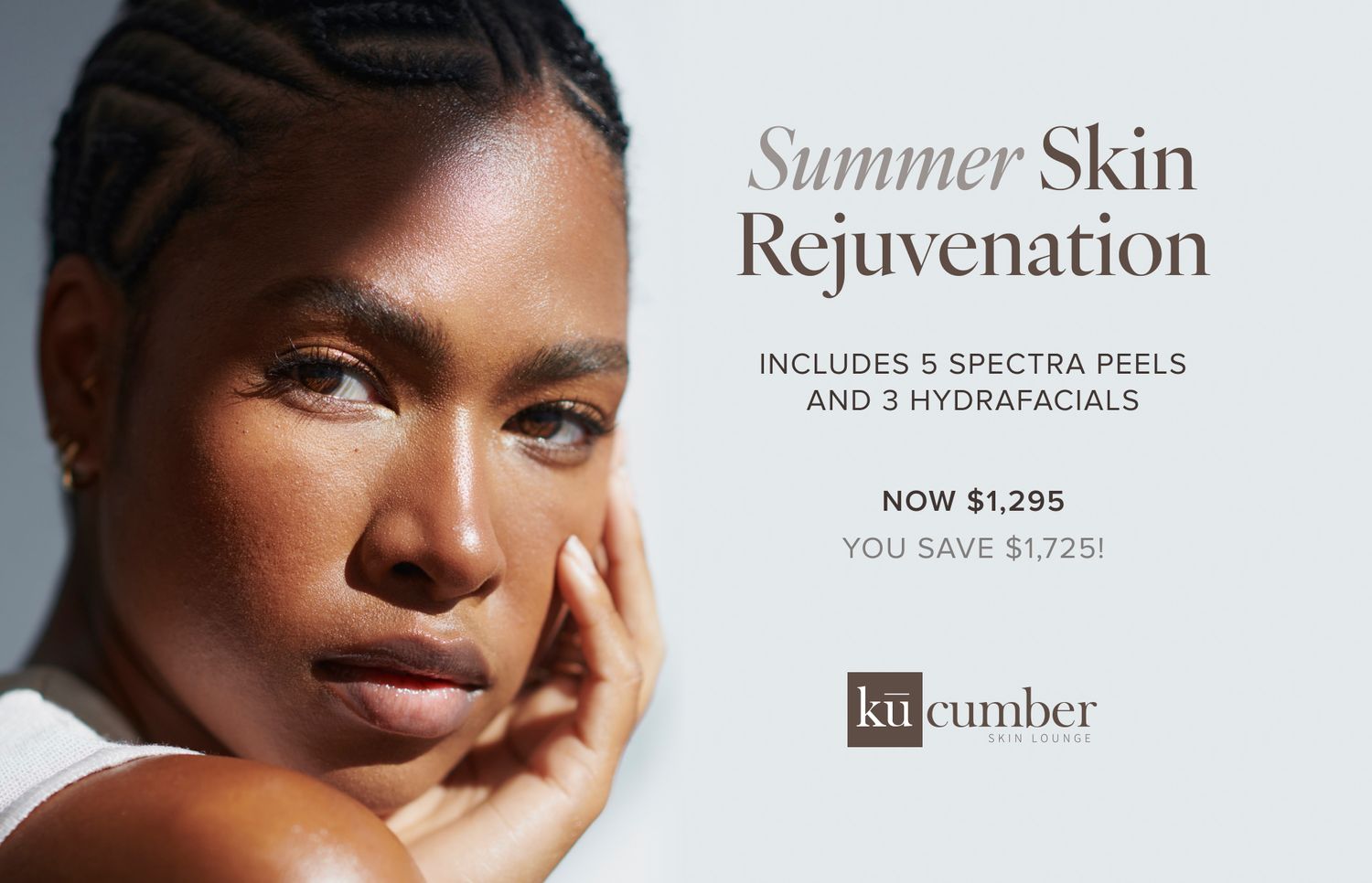Summer skin rejuvenation promotional image with pricing.