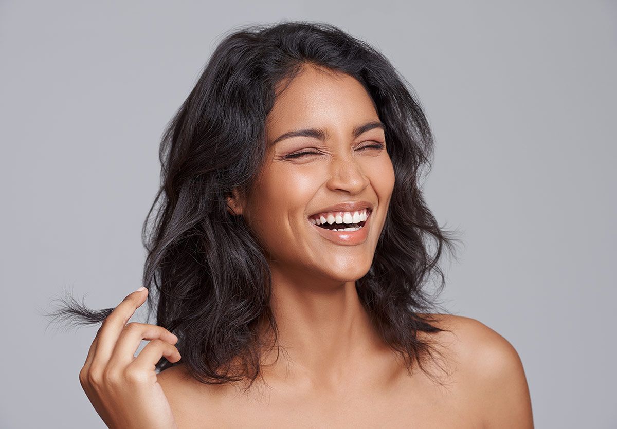 hollywood peel patient model laughing